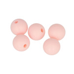 Perles en silicone rondes 1 cm - rose poudré - 5 pcs