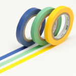 Masking tape uni fins bleu-vert-jaune lot de 3