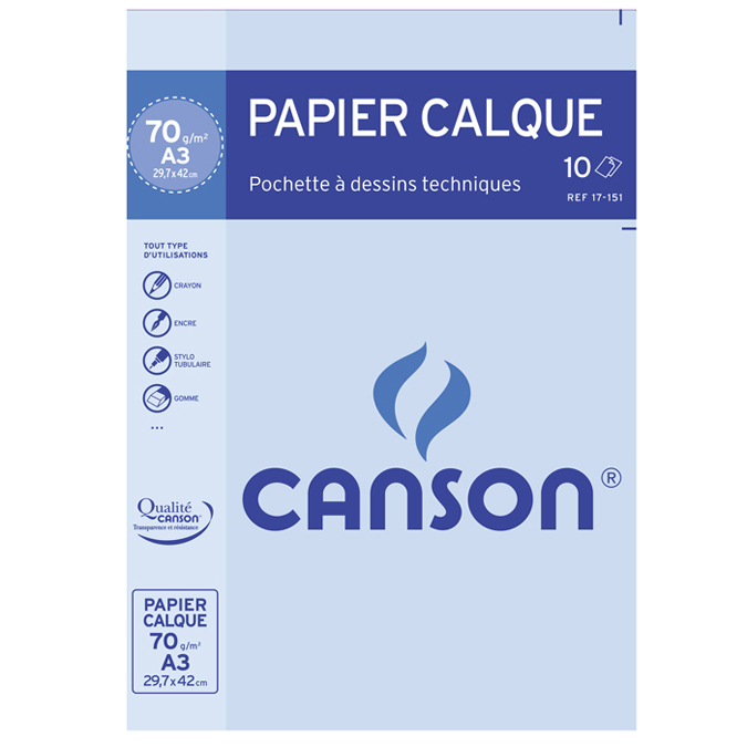 CANSON - Tampon de traçage - A3 - 50 feuilles - uni - Papiers arts