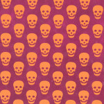 Papier Lokta Imprimé 50 x 75 cm Bordeaux motif Tête de mort orange